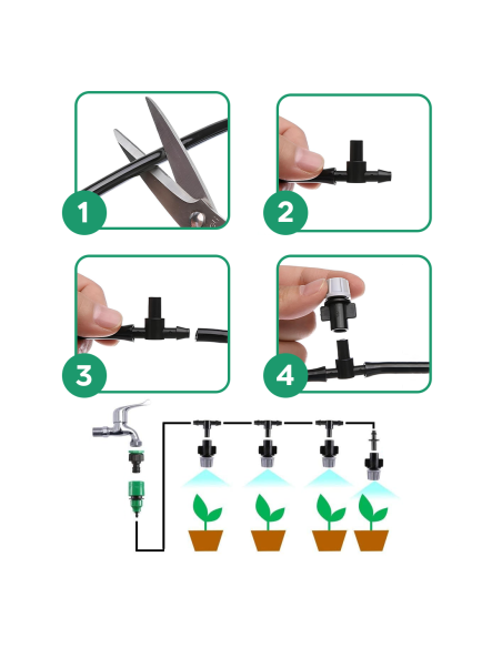 2 pz Kit sistema riego automático con nebulizador para exteriores cable 10 m