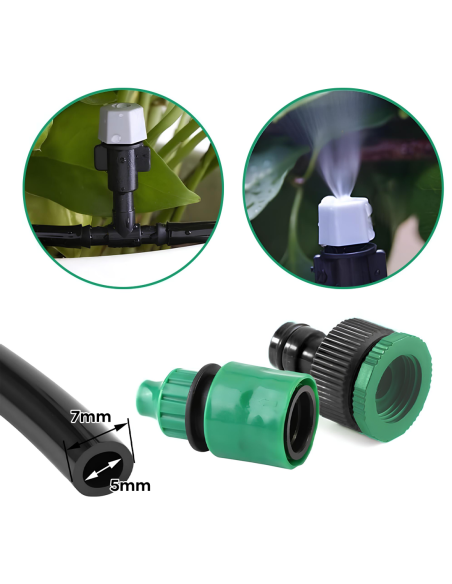 2 pz Kit sistema riego automático con nebulizador para exteriores cable 10 m