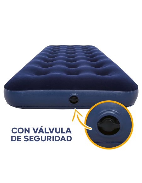 Colchón Inflable Individual para Camping y Hogar Efecto Flocado 185x76cm