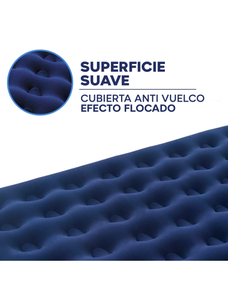 Colchón Inflable Matrimonial para Camping y Casa con Efecto Flocado 191x137cm