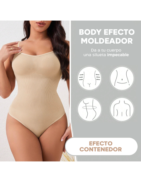 3 Body de Contención sin mangas mujer 2 Negro 1 Beige  Con Tirantes Regulables
