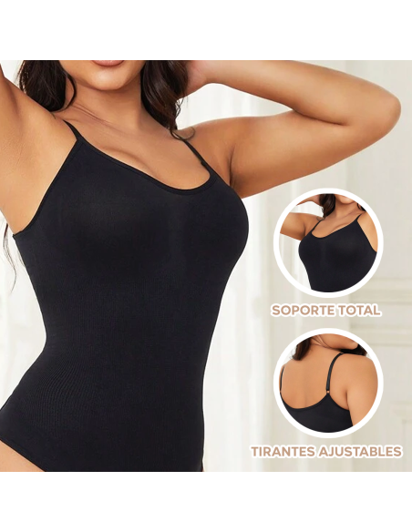 3 Body de Contención sin mangas mujer 2 Negro 1 Beige  Con Tirantes Regulables