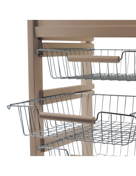 Carro Portapan 3 Cajones Botellero con Ruedas MAS250 Tortora 57x38x82cm