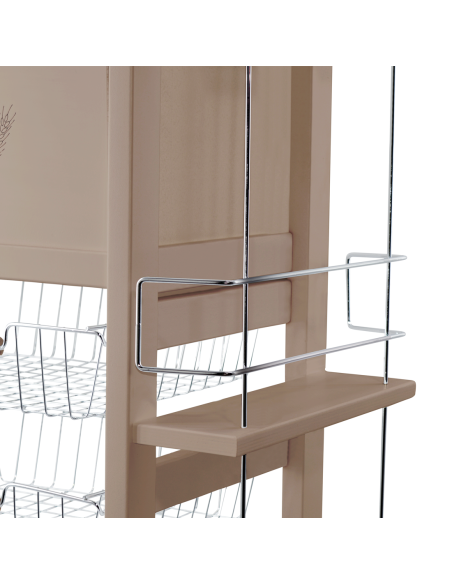 Carro Portapan 3 Cajones Botellero con Ruedas MAS250 Tortora 57x38x82cm