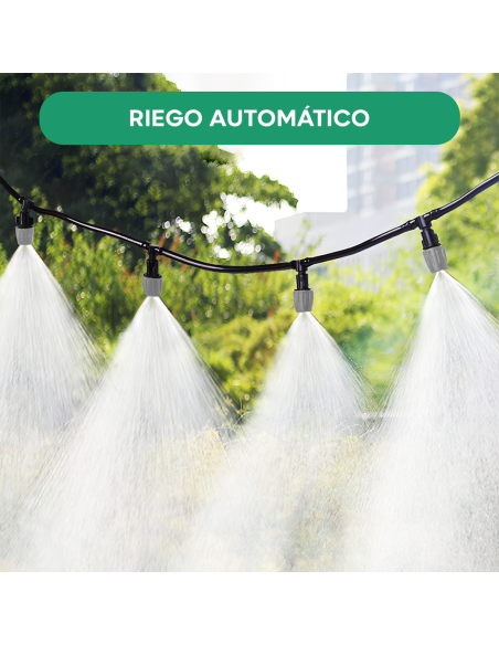 2 pz Kit sistema riego automático con nebulizador para exteriores cable 10 m