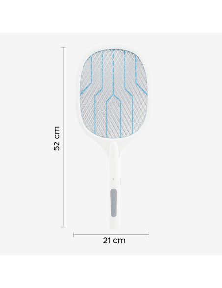 2 Raquetas Eléctricas para Mosquitos con Base Recargable USB y Luz LED de 3000V