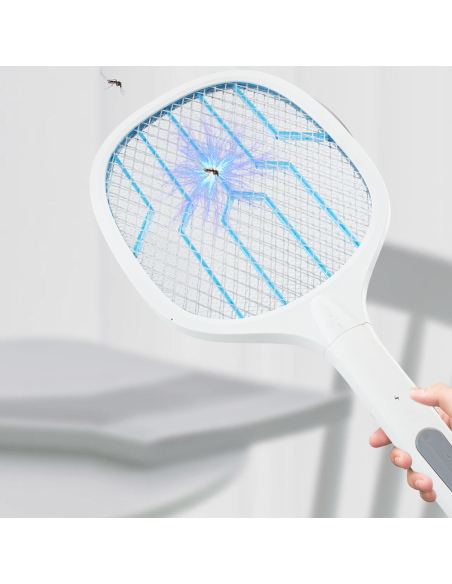 2 Raquetas Eléctricas para Mosquitos con Base Recargable USB y Luz LED de 3000V
