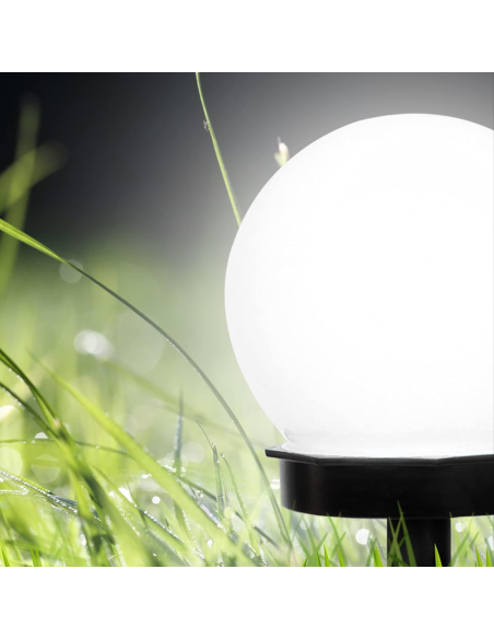 2pz Lámpara Esfera Recarga Solar 10cm para Exterior Estaca Plantable Jardín
