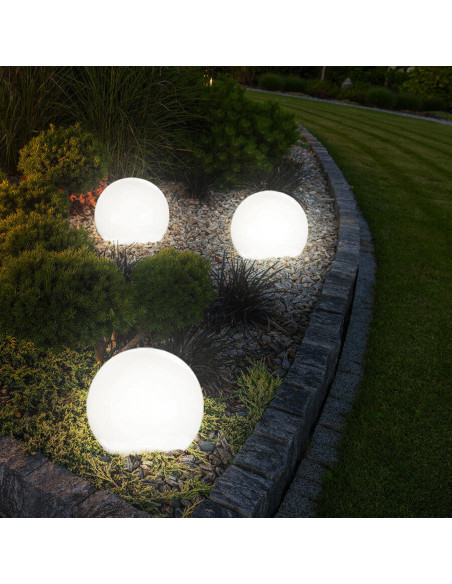 2pz Lámpara Esfera Recarga Solar 10cm para Exterior Estaca Plantable Jardín