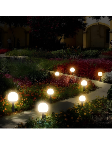 4pz Lámpara Esfera Recarga Solar 10cm para...