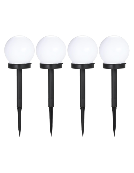 4pz Lámpara Esfera Recarga Solar 10cm para Exterior Estaca Plantable Jardín