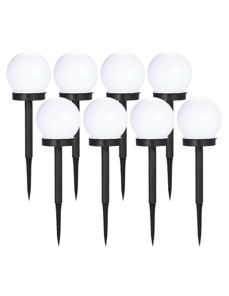 8pz Lámpara Esfera Recarga Solar 10cm Exterior Estaca Plantable Jardín