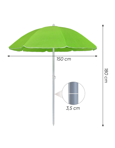 Sombrilla Playa Inclinable Antiviento con 8...