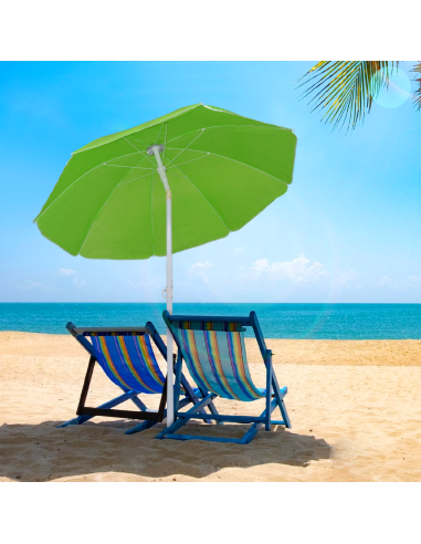 Sombrilla Playa Inclinable Antiviento con 8...