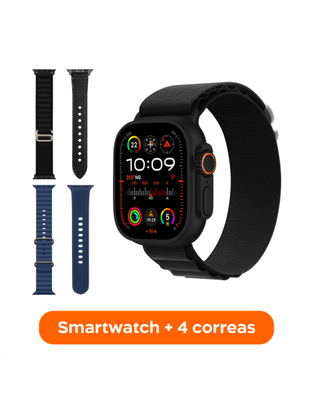 Smartwatch Ultra 49mm 4 Correas Llamadas y Aplicaciones iOS y Android 4 en 1