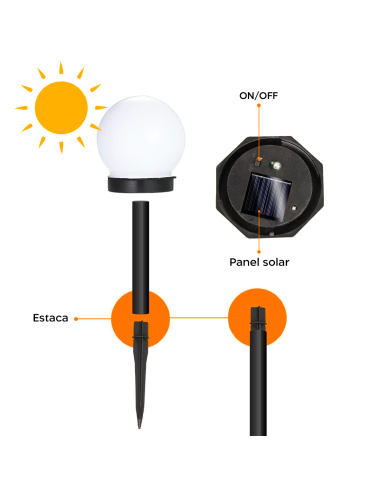 8pz Lámpara Esfera Recarga Solar 10cm Exterior...