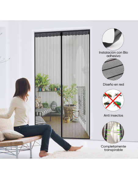 2 PZ Mosquitera Magnética Puertas Cierre con Imán 100x210cm Cortina Anti Bichos