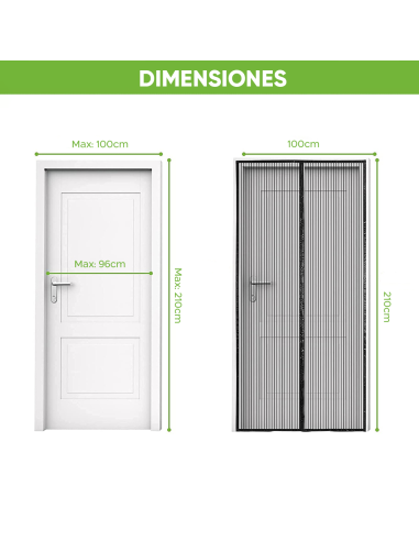 2 PZ Mosquitera Magnética Puertas Cierre con...