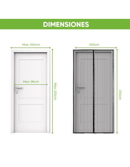 2 PZ Mosquitera Magnética Puertas Cierre con Imán 100x210cm Cortina Anti Bichos