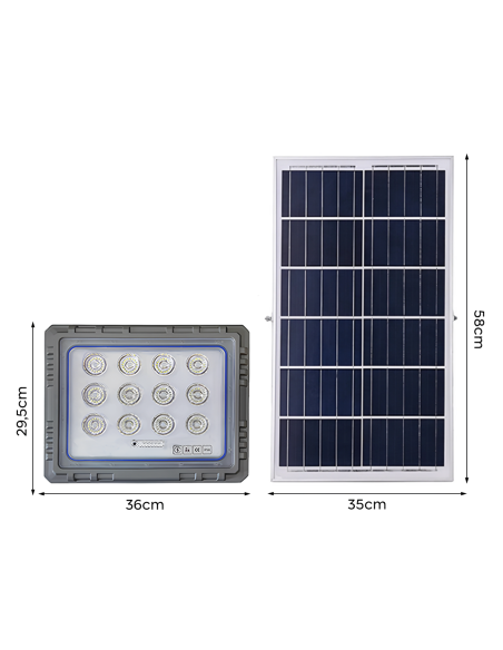 Proyector Solar LED 800W Panel Solar Crepuscular 6500K IP66 con Control Remoto