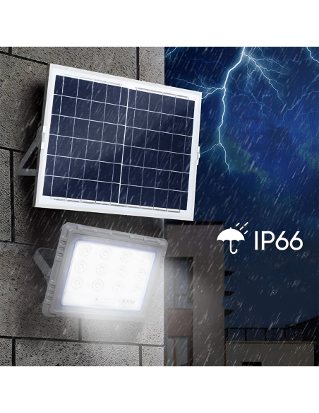 Proyector Solar LED 800W Panel Solar Crepuscular 6500K IP66 con Control Remoto