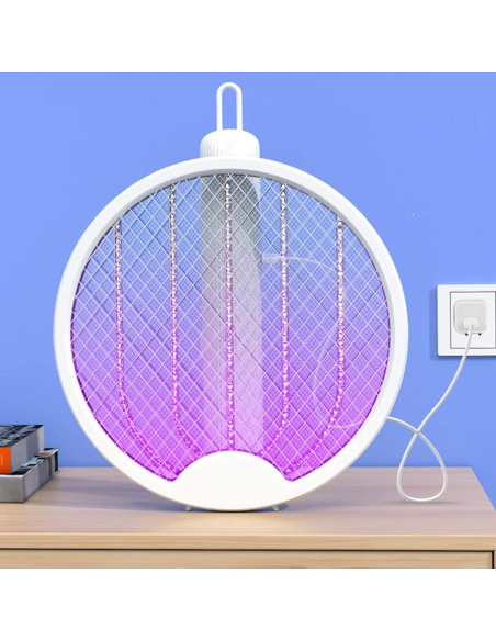 Raqueta Eléctrica Anti Mosquitos Mata Insectos Plegable Luz UV Recargable