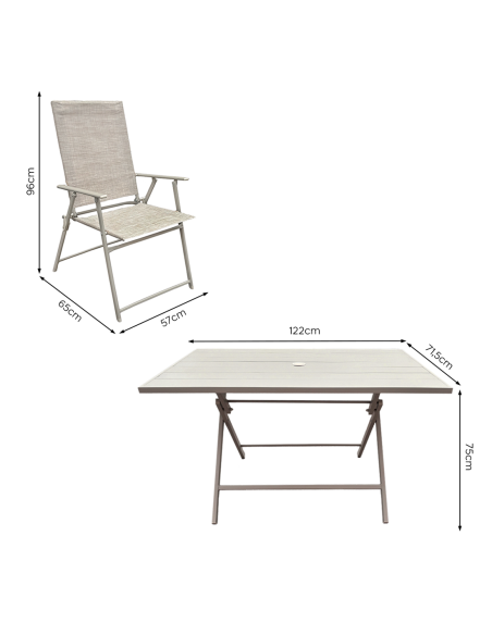 Conjunto de Aluminio Mesa 4 Sillas de Textilene Plegables para Exterior Jardín