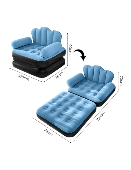 Sillón Inflable con Reposapiés y Respaldo Sofá en Tela Aterciopelada