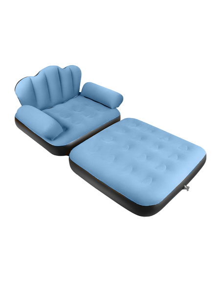 Sillón Inflable con Reposapiés y Respaldo Sofá en Tela Aterciopelada