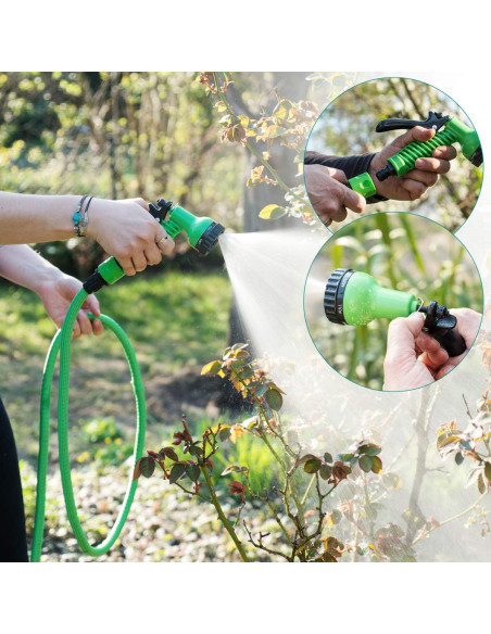 Manguera de Jardín Extensible 45m para Riego y Limpieza con Pistola de 7 Chorros