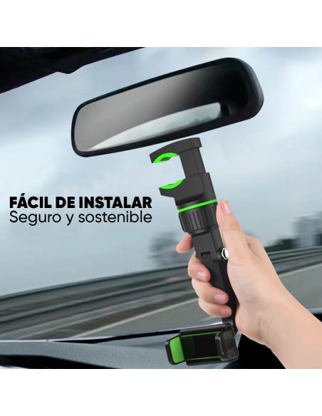 Soporte Smartphone para Auto Espejo Retrovisor Soporte Universal Antideslizante