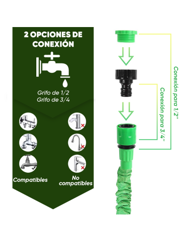 Manguera de Jardín Extensible 45m para Riego y...