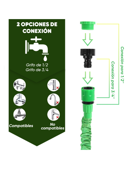Manguera de Jardín Extensible 45m para Riego y Limpieza con Pistola de 7 Chorros