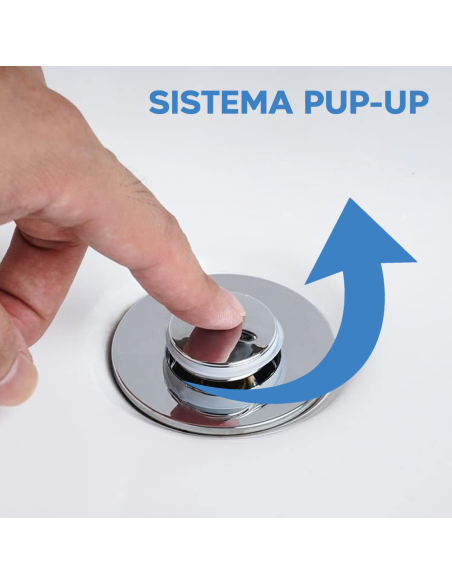 Tapón lavabo universal sistema pop-up, filtro desagüe antiatasco ABS 34-40 mm.