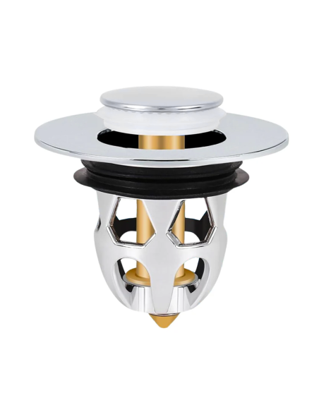 Pack 2 tapónes lavabo universal sistema pop-up, filtro antiatasco ABS 34-40 mm.