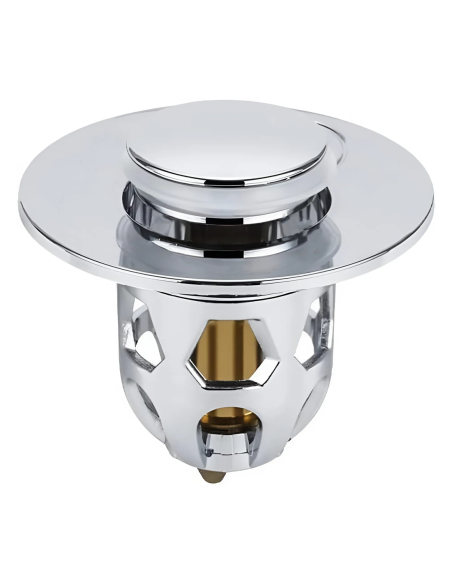 Pack 4 tapónes lavabo universal sistema pop-up, filtro antiatasco ABS 34-40 mm.