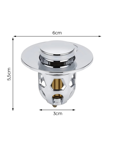 Pack 4 tapónes lavabo universal sistema pop-up, filtro antiatasco ABS 34-40 mm.