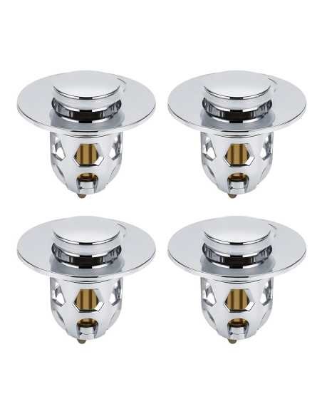 Pack 4 tapónes lavabo universal sistema pop-up, filtro antiatasco ABS 34-40 mm.
