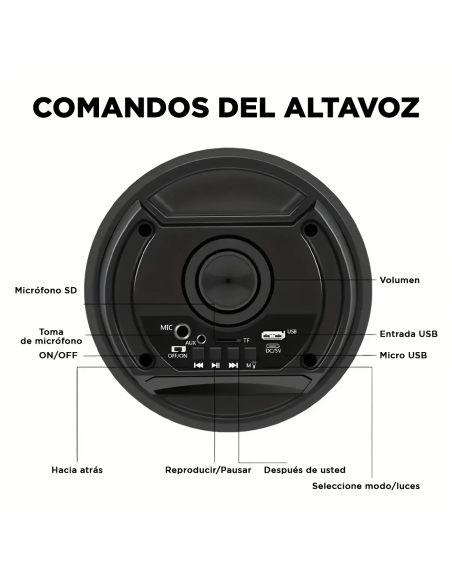 Caja de Altavoz Bluetooth con Micrófono Karaoke y Luces LED Portátil