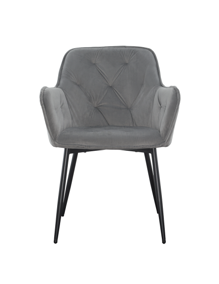 Set 2 Butacas en Terciopelo QUEEN Retro Estructura Negra con Respaldo Acolchado