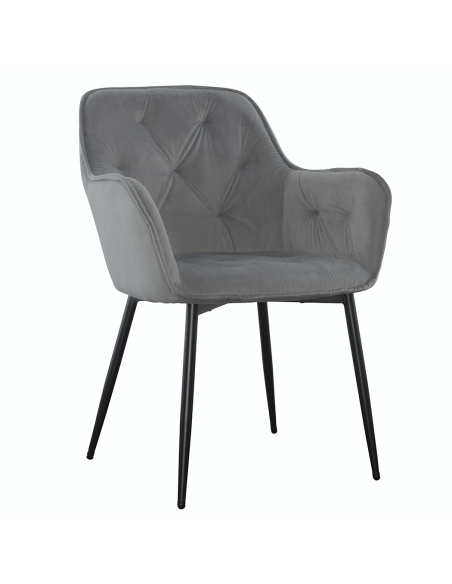 Set 2 Butacas en Terciopelo QUEEN Retro Estructura Negra con Respaldo Acolchado