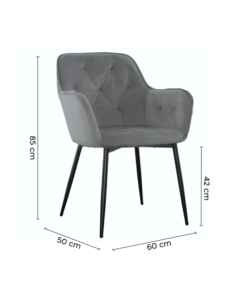 Set 2 Butacas en Terciopelo QUEEN Retro Estructura Negra con Respaldo Acolchado