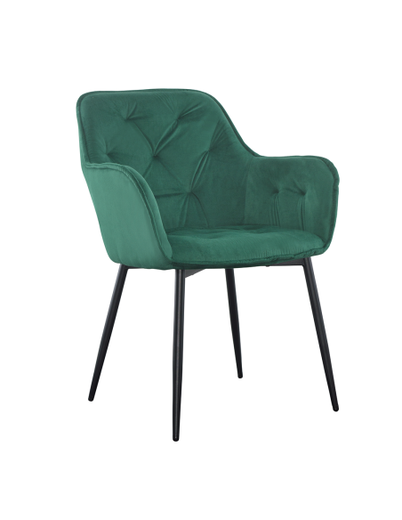 Set 2 Butacas en Terciopelo QUEEN Retro Estructura Negra con Respaldo Acolchado