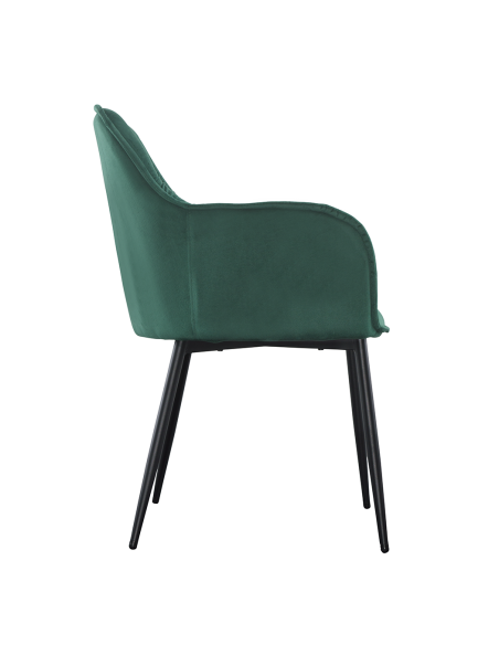 Set 2 Butacas en Terciopelo QUEEN Retro Estructura Negra con Respaldo Acolchado