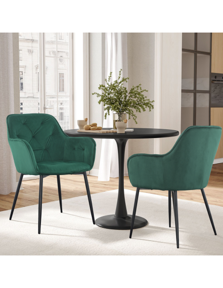 Set 2 Butacas en Terciopelo QUEEN Retro Estructura Negra con Respaldo Acolchado