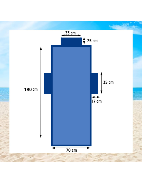 Toalla de Playa con Bolsillos y Cojín Inflable de Microfibra para Sillón