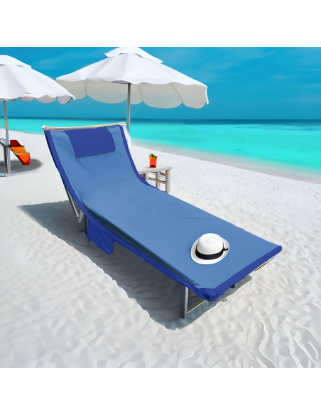 Toalla de Playa con Bolsillos y Cojín Inflable de Microfibra para Sillón