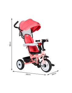 Triciclo FUNNY LT982 Cochecito para Niños Silla de Paseo con Capota Parasolar