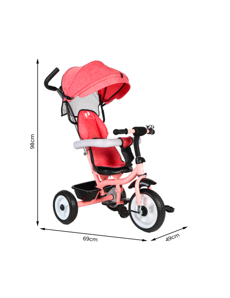 Triciclo FUNNY LT982 Cochecito para Niños Silla de Paseo con Capota Parasolar