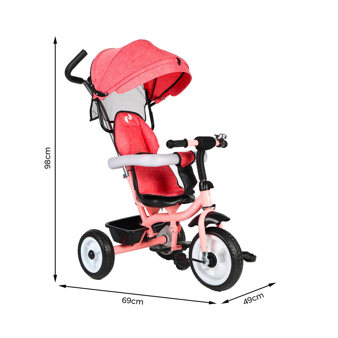 Triciclo FUNNY LT982 Cochecito para Niños Silla de Paseo con Capota Parasolar - Imagen 17 de 22